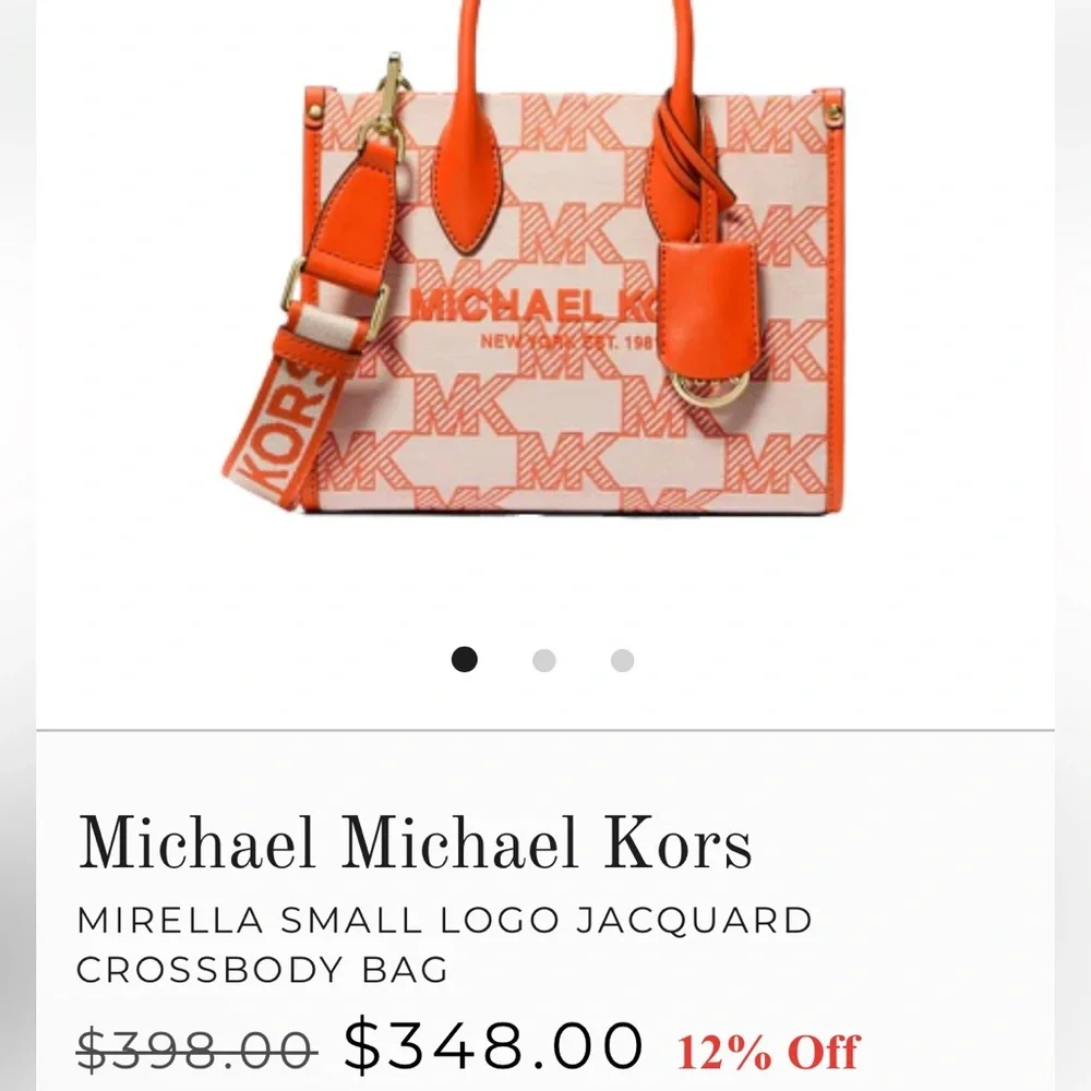 NEW Michael Kors Mirella Orange and Cream cross Body Bag - Picture 6 of 6